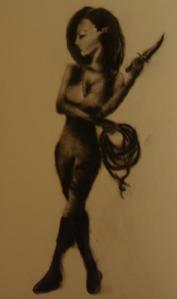 My visualization of my MUD thief. Skintight leather, aye!